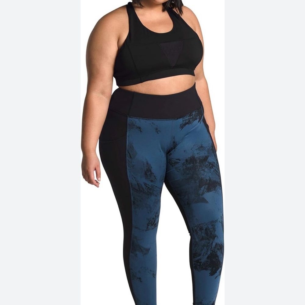 North Face Leggings Women’s Plus Size Black & Blue Elastic Waistband Size 1X
